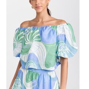 Rhode Sima Periwinkle Blue and Green Top, M, Like New